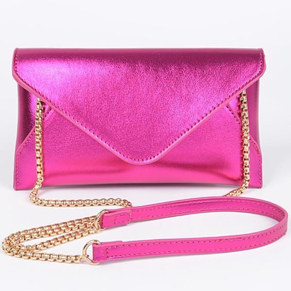 Metallic crossbody clutch